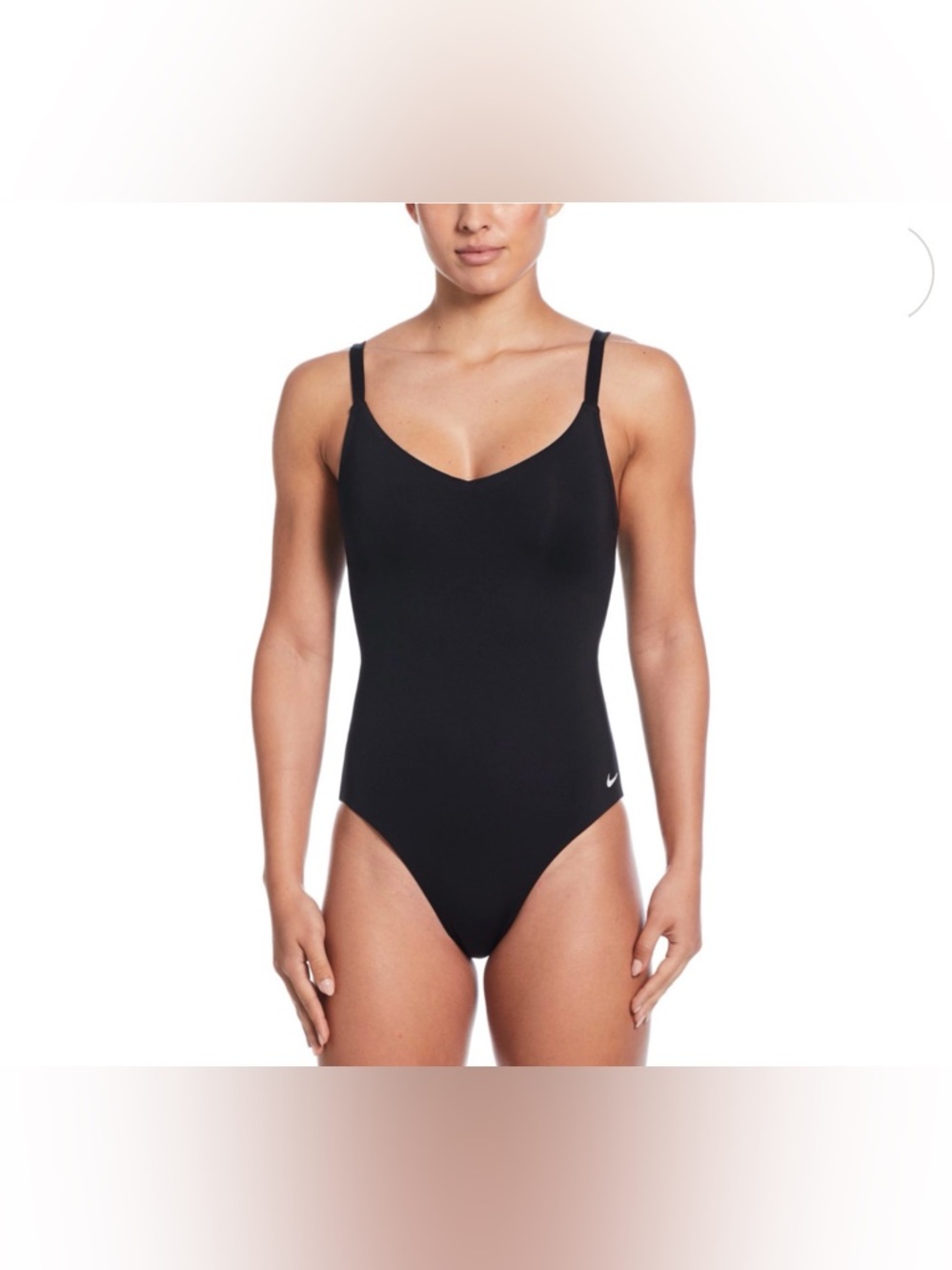 Women's Nike V-Neck One-Piece Black Swimsuit Adjustable Straps XL NWO Tags.